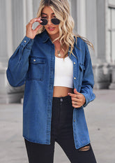 Button Up Washed Denim Casual Shirt